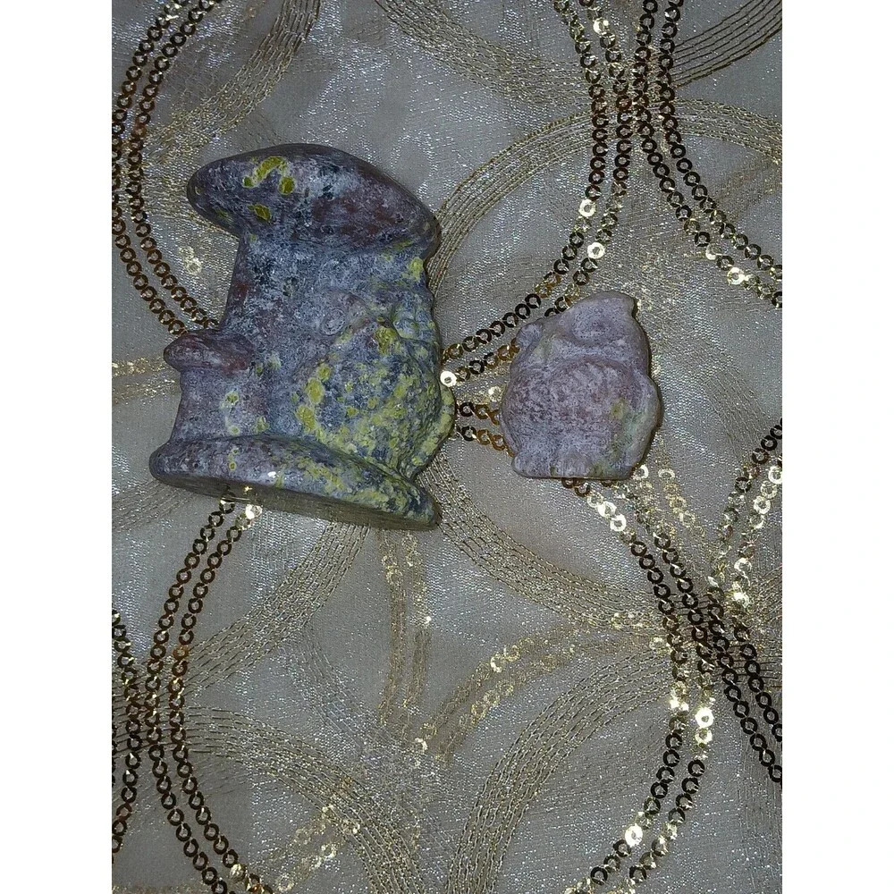 Peach & Plum Blossom Tourmaline Crystal Owl Carvings